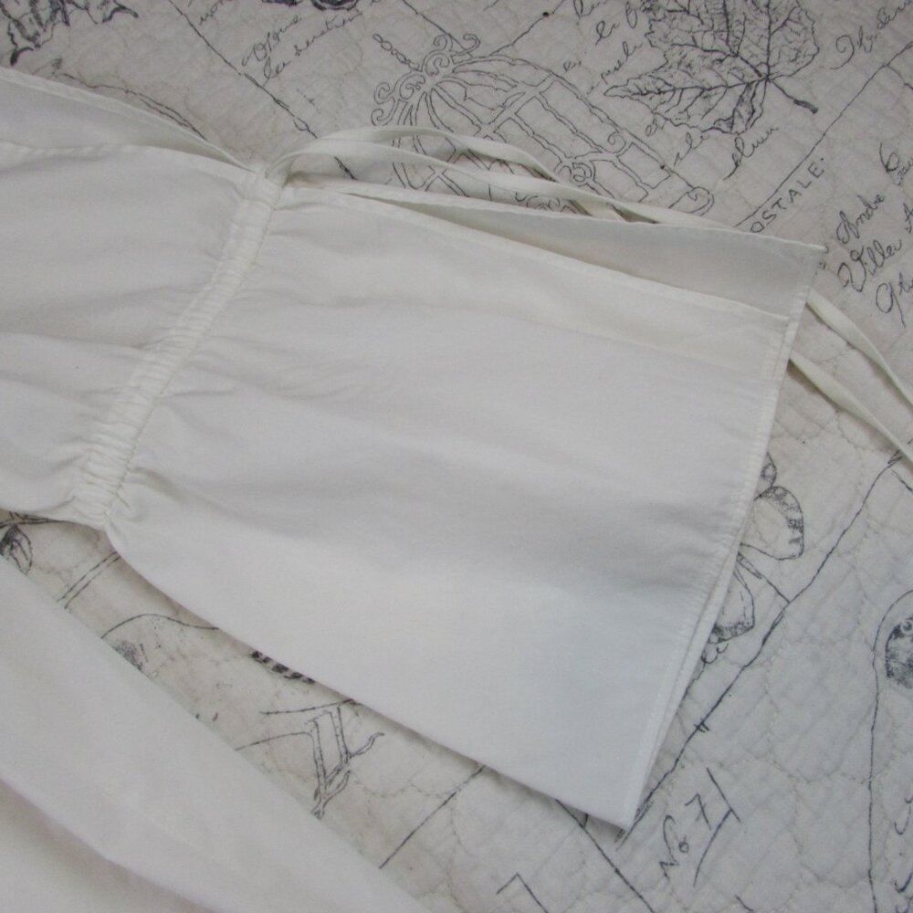 Lafayette 148 Womens stretch cotton White V Neck Tunic Top Bell Slv Tie L - Picture 3 of 5